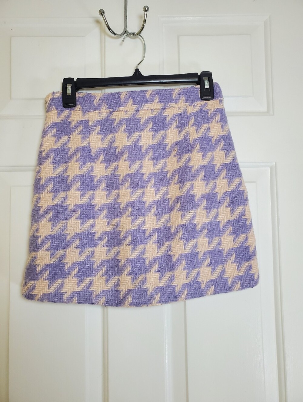 Forever 21 Women's Lilac Peach Houndstooth Tweed 60s Style Mini Skirt NWT Size S